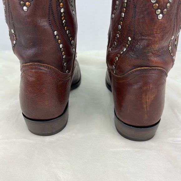 Frye Billy Studded Leather Cowboy Boots Women's Western Festival Brown Sz 6B - Picture 13 of 16
